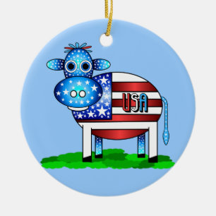 cow ceramic tree decoration