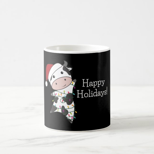 Cow Cheerful Christmas Winter Animals Cows Coffee Mug (Center)