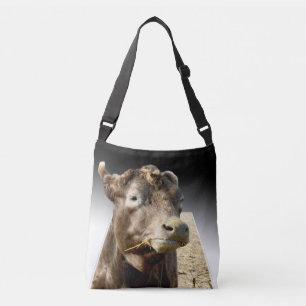 Cow Chewing Hay, Crossbody Bag