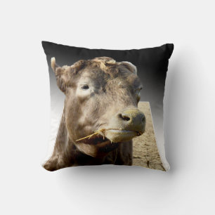 Cow Chewing Hay, Popout Art, Throw Cushion. Cushion