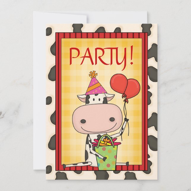 Cow - Child's Birthday Party Invitation (Front)