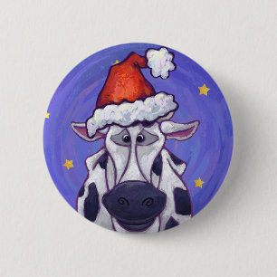 Cow Christmas 6 Cm Round Badge