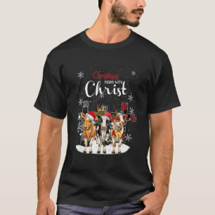 Cow Christmas Begins With Christ Cow Christmas T-Shirt