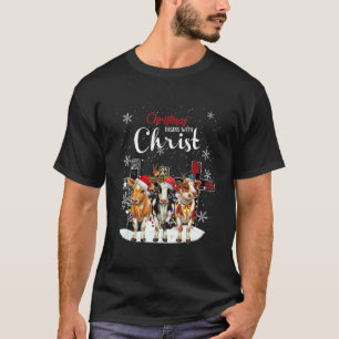 Cow Christmas Begins With Christ Cow  Christmas T-Shirt