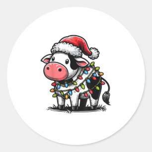 Cow Christmas Costume For Kids Classic Round Sticker