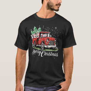 Cow Christmas Cow Drive A Red Truck Xmas T-Shirt