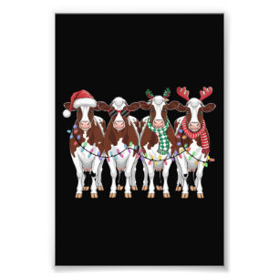 Cow Christmas Cow Lover Gift Holiday Farm Photo Print