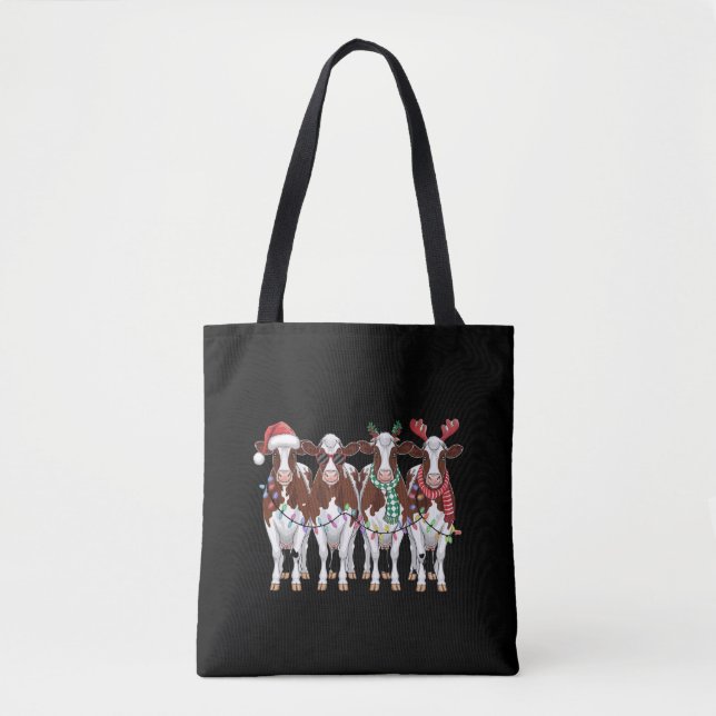 Cow Christmas Cow Lover Gift Holiday Farm  Tote Bag (Front)