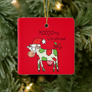 Cow Christmas Cute Kids Ceramic Ornament