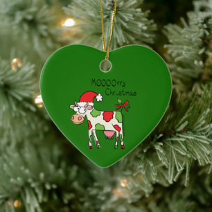 Cow Christmas Cute Kids Ceramic Tree Decoration