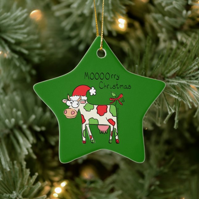 Cow Christmas Cute Kids Ceramic Tree Decoration (Tree)