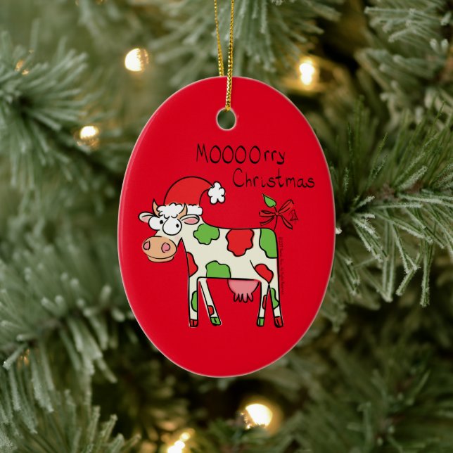Cow Christmas Cute Kids Ceramic Tree Decoration (Tree)