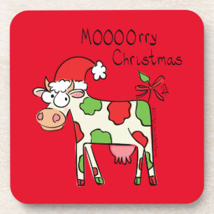 Cow Christmas Cute Kids Coaster