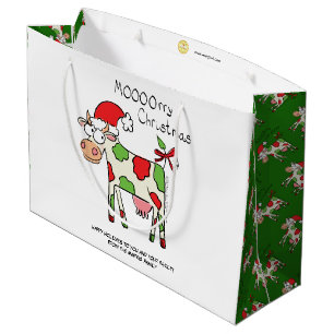 Cow Christmas Cute Kids Large Gift Bag