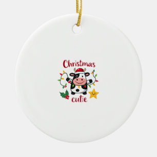 Cow Christmas Cutie Cows Christmas T-Shirt (6) Ceramic Tree Decoration