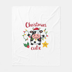 Cow Christmas Cutie Cows Christmas T-Shirt (6) Fleece Blanket