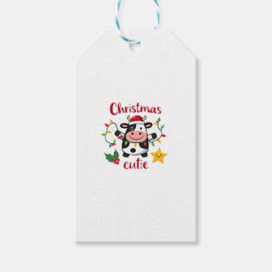 Cow Christmas Cutie Cows Christmas T-Shirt (6) Gift Tags