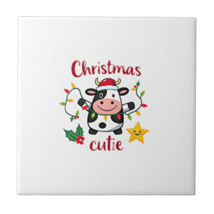 Cow Christmas Cutie Cows Christmas T-Shirt (6) Tile