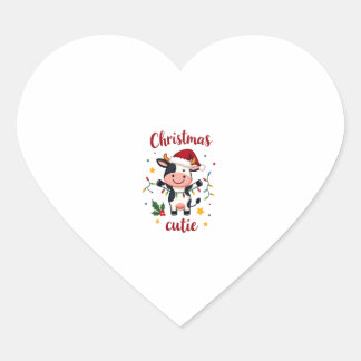 Cow Christmas Cutie Cows Christmas T-Shirt (7) Heart Sticker