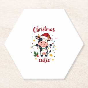 Cow Christmas Cutie Cows Christmas T-Shirt (7) Paper Coaster