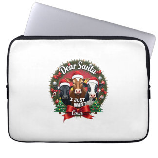 Cow Christmas Dear Santa I Just Want Cows Funny Br Laptop Sleeve