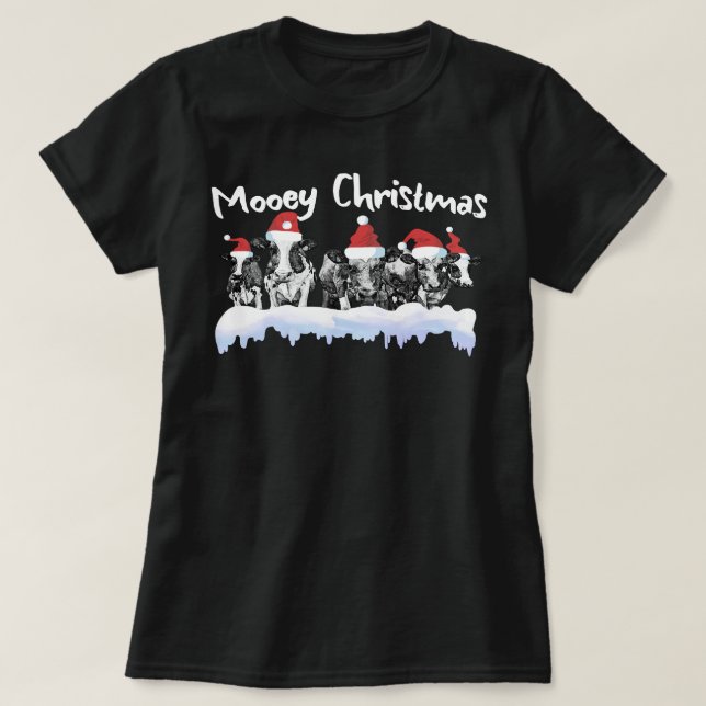 Cow Christmas Mooey Christmas Funny Heifer Cow Far T-Shirt (Design Front)