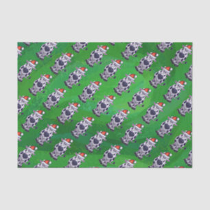 Cow Christmas On Green Tissue Paper