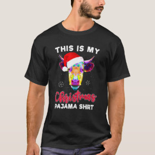 Cow Christmas Pajama Pop Art Santa Cow T-Shirt
