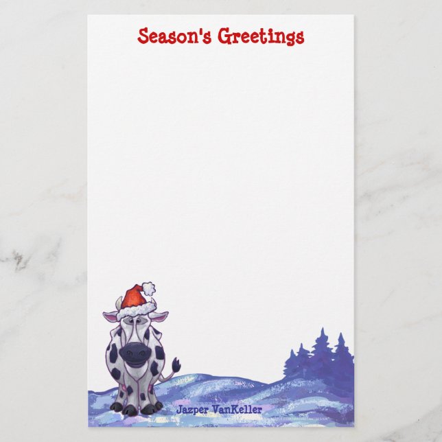 Cow Christmas Stationery (Front)