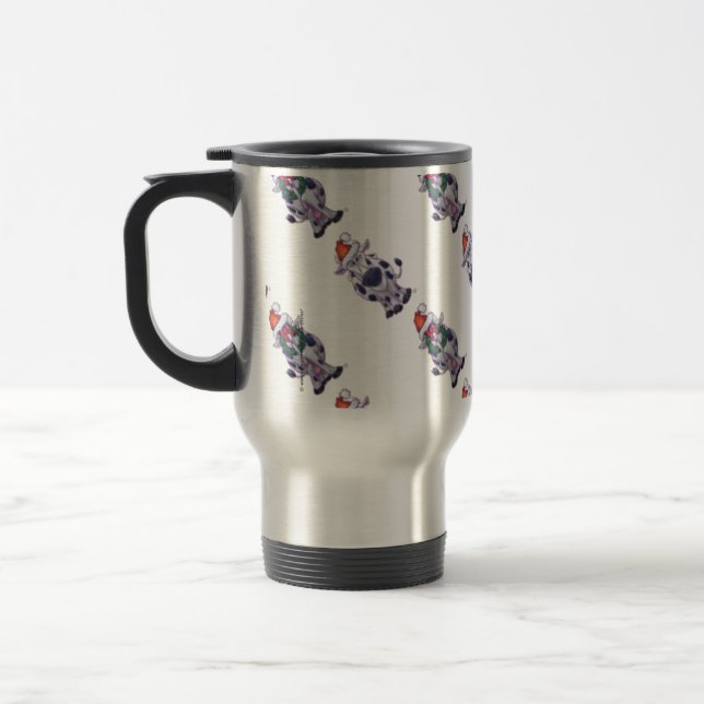 Cow Christmas Travel Mug (Left)