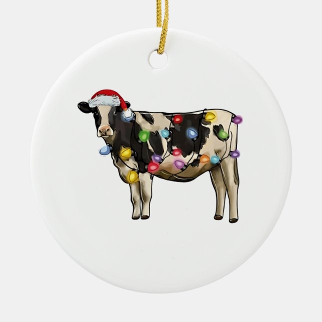  Cow Christmas Tree cattle festive farm Ceramic Tree Decoration (Front)