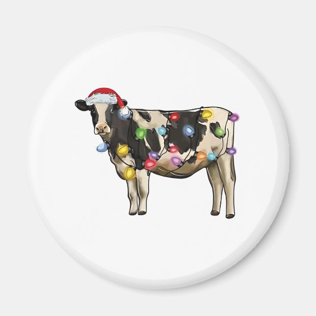  Cow Christmas Tree cattle festive farm Magnet (Front)