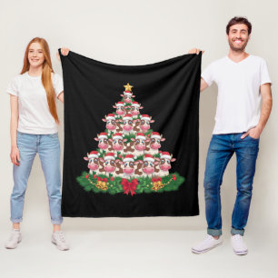 Cow Christmas Tree Funny Cow Lover Cow Xmas Fleece Blanket