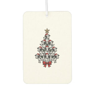 Cow Christmas Tree Vintage Engraving Holiday Farm Car Air Freshener