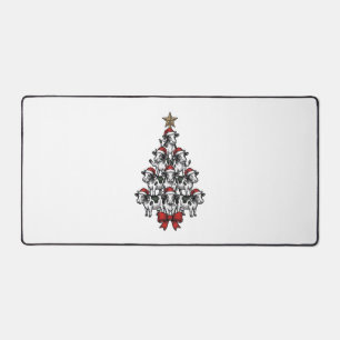 Cow Christmas Tree Vintage Engraving Holiday Farm  Desk Mat