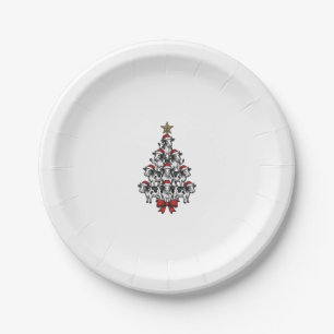 Cow Christmas Tree Vintage Engraving Holiday Farm  Paper Plate