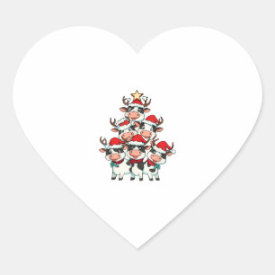 Cow Christmas Tree Xmas Girls Boys Funny Farmer Sa Heart Sticker