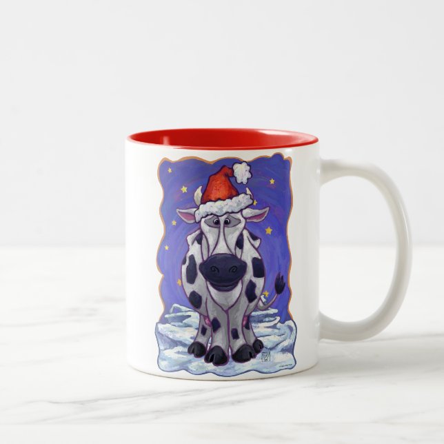 Cow Christmas Two-Tone Coffee Mug (Right)