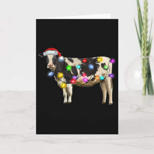 Cow Christmas Xmas Cow Reindeer Santa Hat Christma Card