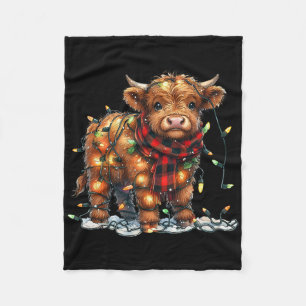 Cow Christmas Xmas Santa By Wooly Farm Animal Kid Fleece Blanket