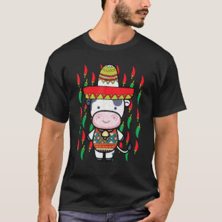 Cow Cinco De Mayo Cute Farm Animal Sombrero Mexica T-Shirt