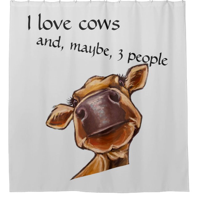 Cow close-up - I love cows - editable text Shower Curtain (Front)