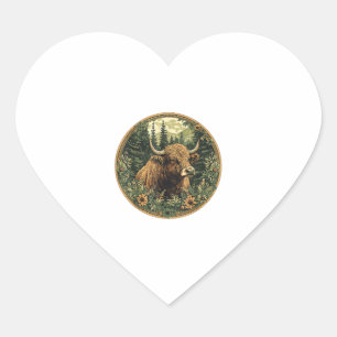 Cow Cottagecore Floral Cow Heart Sticker