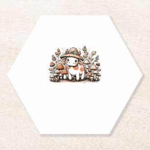 Cow Cottagecore Mushroom  Paper Coaster