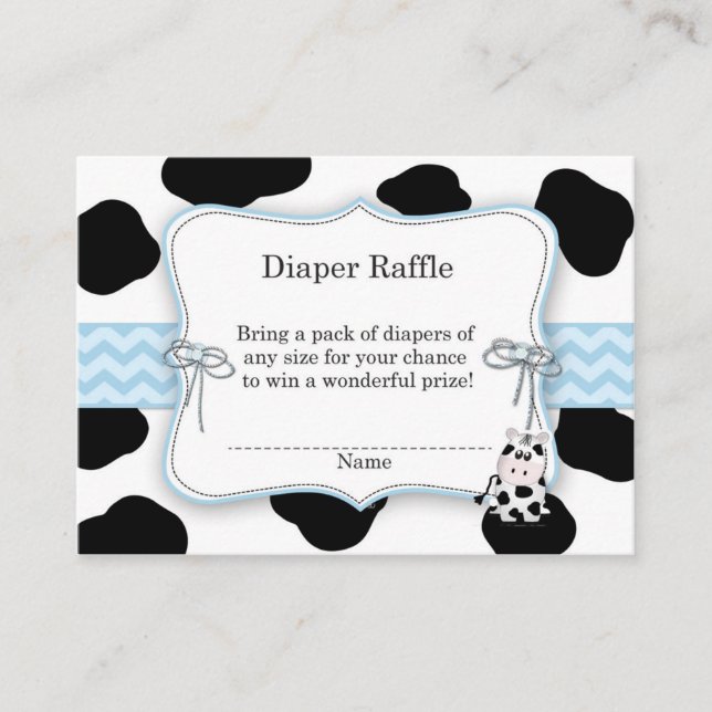 Cow Cowboy Diaper Raffle Ticket Enclosure Card (Front)