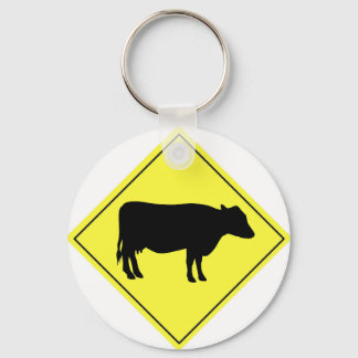 Cow Crossing Sign Key Ring