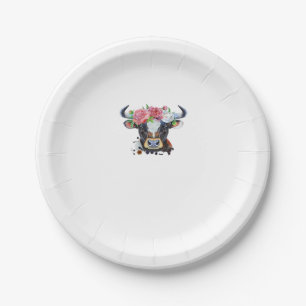 Cow crowned with flowers Classic T-Shirt Paper Plate