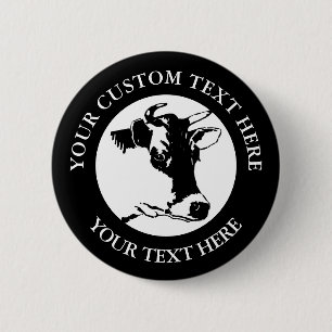 Cow Custom Text  Classic Round  Button