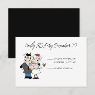 Cow Cute Couple Wedding RSVP Response Card