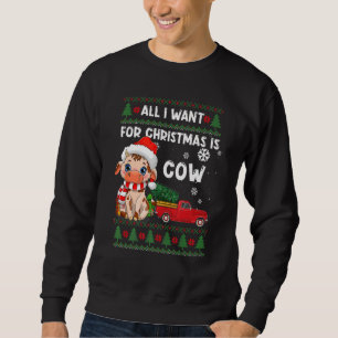Cow  Cute Cow Santa Hat Ugly Christmas Sweater